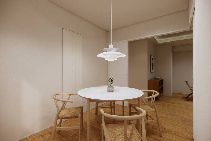 こちらは、洋室Aをダイニングスペースのように使う場合のイメージ。