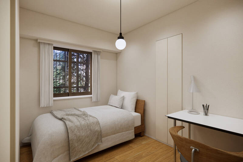 個室として使う場合は、シングルベッドのほかにもデスクなどを置ける広さです。