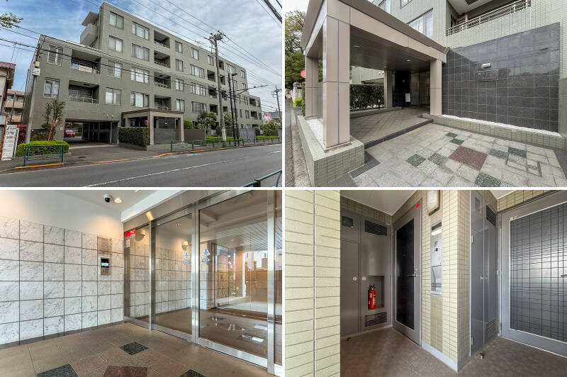 1997年に竣工した、オートロック・宅配ボックス付きの建物。今回ご紹介する住戸は4階に所在しています。