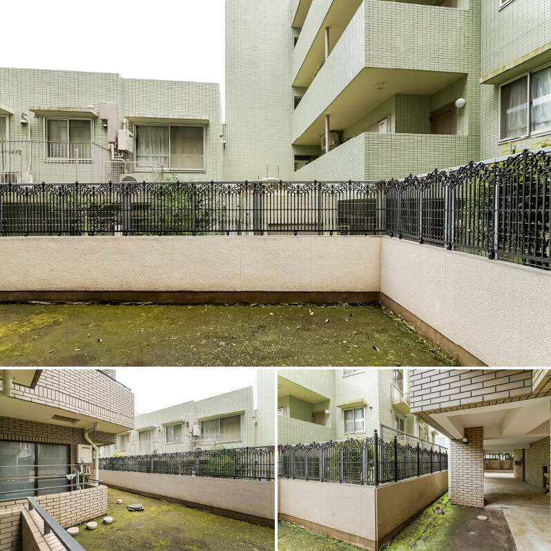 こちらは共用通路となっており、人通りは多くなさそうですが、誰でも立ち入ることができる場所です。向かいにあるマンションからの視線もやや気になるので、普段はレースカーテンを閉めて過ごすのがよさそう。