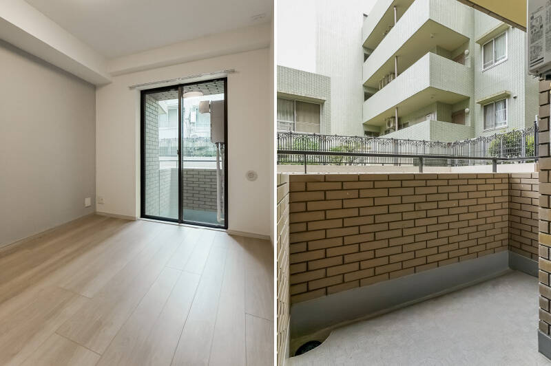 洋室BもLDKからアクセス。コンパクトなバルコニー付きです。