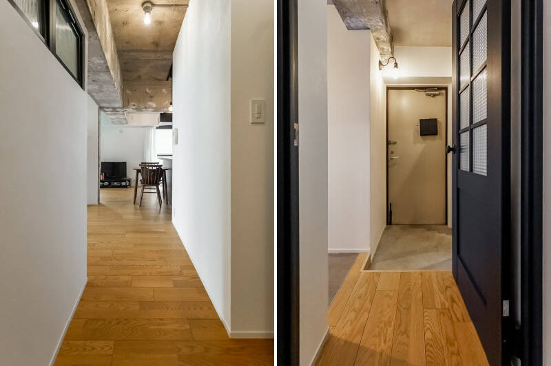 住戸内には廊下をほとんど設けていないため、各スペースへの移動が楽々。玄関から直接洗面台にアクセスできます。