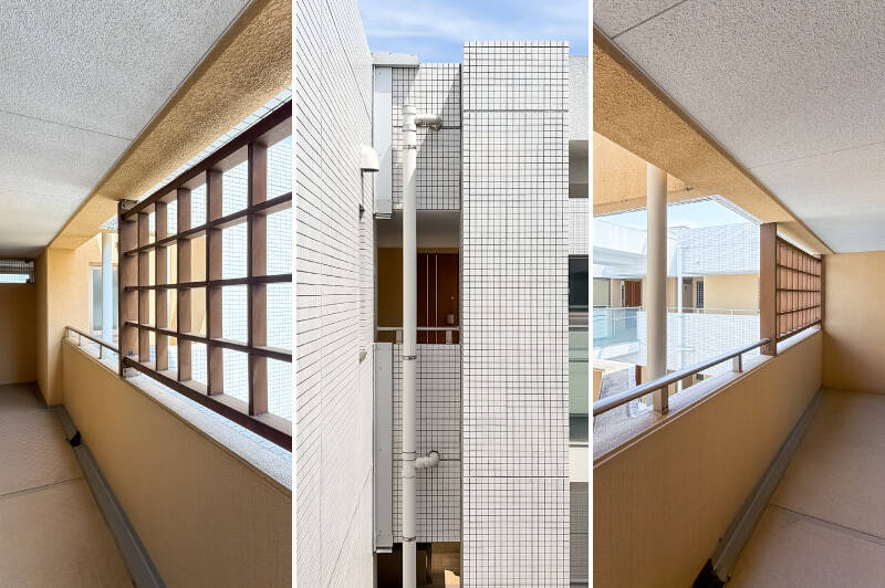 外に出ると共用廊下が見えるため、洋室B・Cともに窓には曇りガラスが使われています。最上階なので吹き抜けを介して朝日が感じられそうな点はうれしいですね。