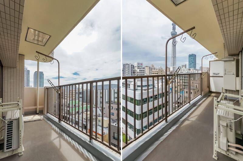 バルコニーは奥行き・横幅ともに充分。花火大会の際にはテーブルセットを出すこともできそうです！