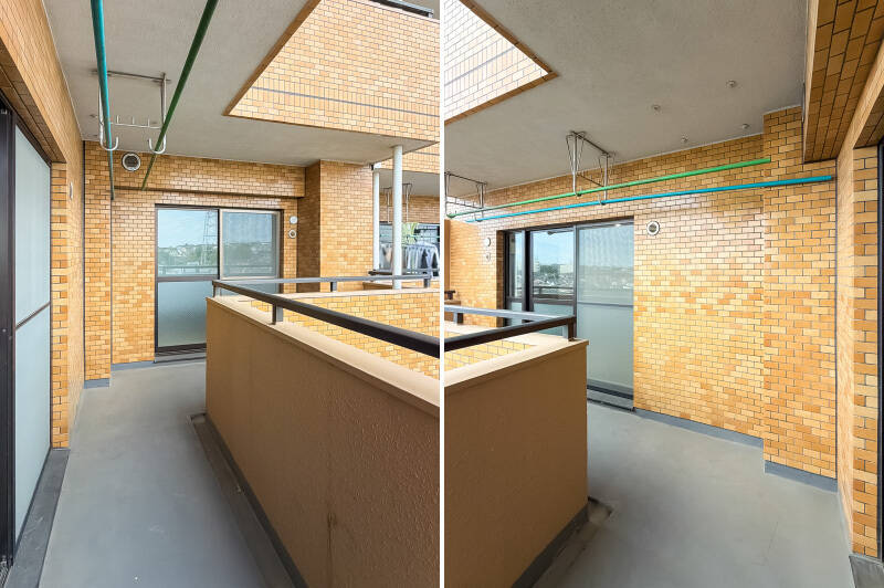 バルコニーは洋室Bの前まで続いています。物干し金具付き。