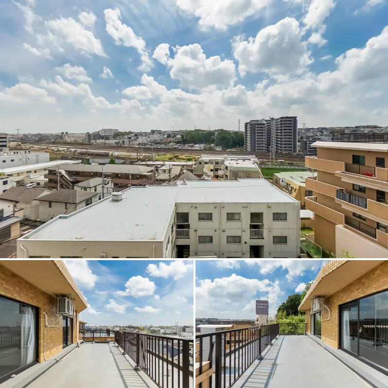 同じ目線の高さにある建物は、右手にあるマンションくらい。視界は大きく抜けています。