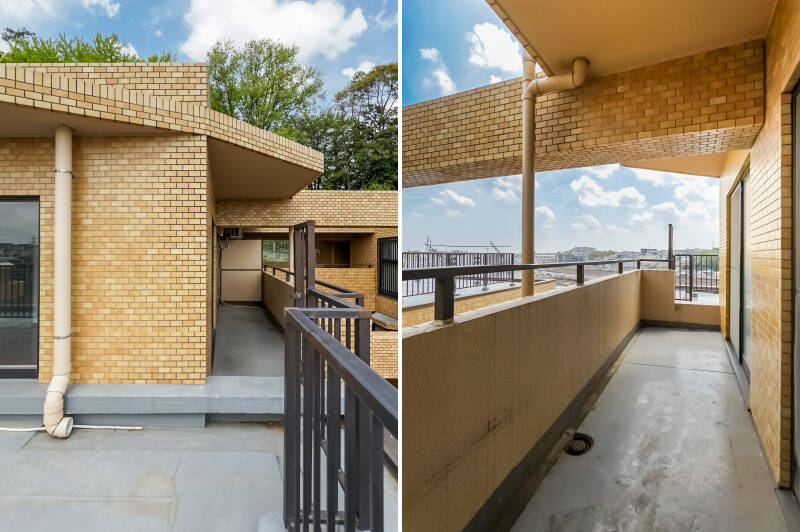 ルーフバルコニーから段差を越えると、そのまま北東側のバルコニーへ。洋室Aと和室の両方からも出入りできます。