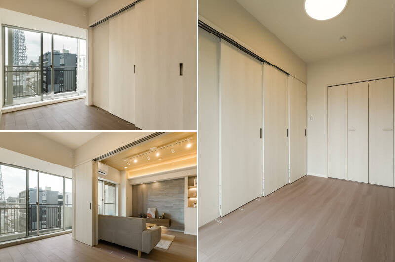 こちらの窓からも「東京スカイツリー」の存在感がすごい。クローゼットもしっかり備わっています。