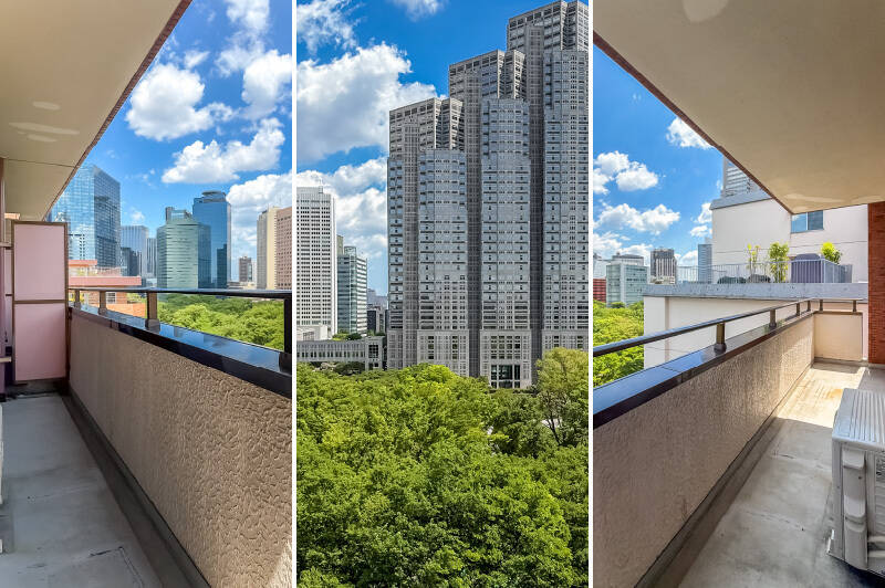 冒頭でご紹介した通り、東側は都庁と緑を望むバルコニー。