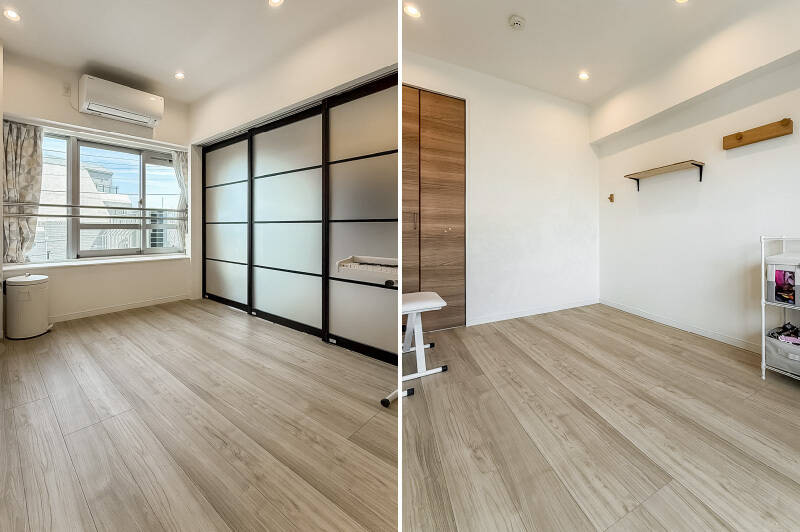 約6帖の洋室Aは南東向きの窓から採光が取れるだけでなく、引き戸がすりガラスになっているため、LDKからの光も届く明るい空間です。