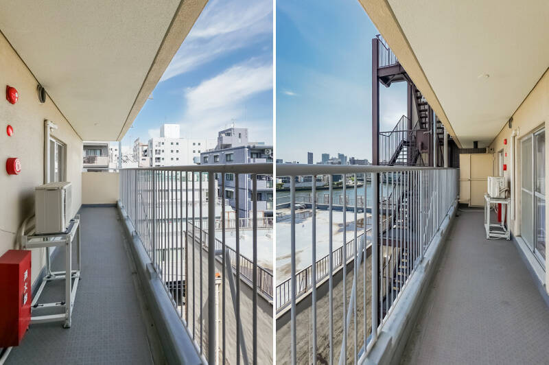 洋室B・Cにまたがるワイドなバルコニー。手すりは目線の高さまである、やや高めの設計です。