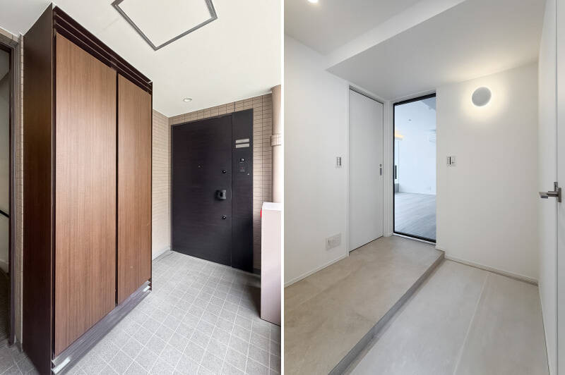エレベーターで6階に到着。ホテルライクな玄関ドアを開けると、広々した玄関ホールが出迎えます。室内の最後にシューズインクローゼット（SIC） をご紹介しますね。