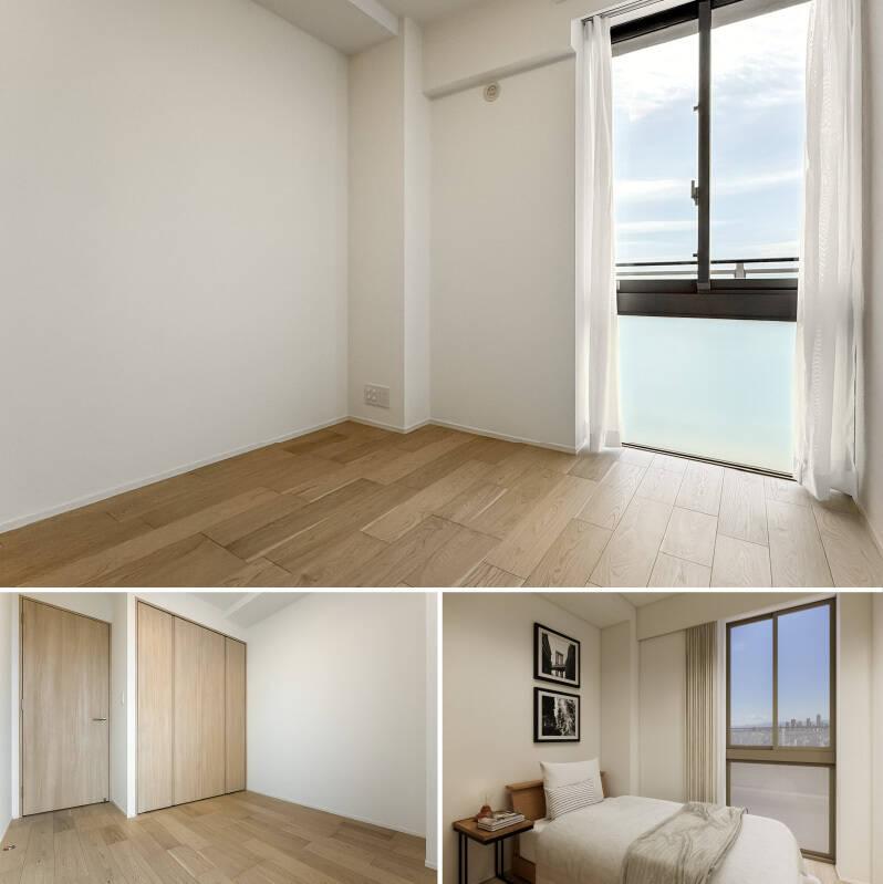 ひとり用の寝室やワークスペースとして使えそうな洋室B。折れ戸2枚分のクローゼット付きです。（右下・CGイメージ）