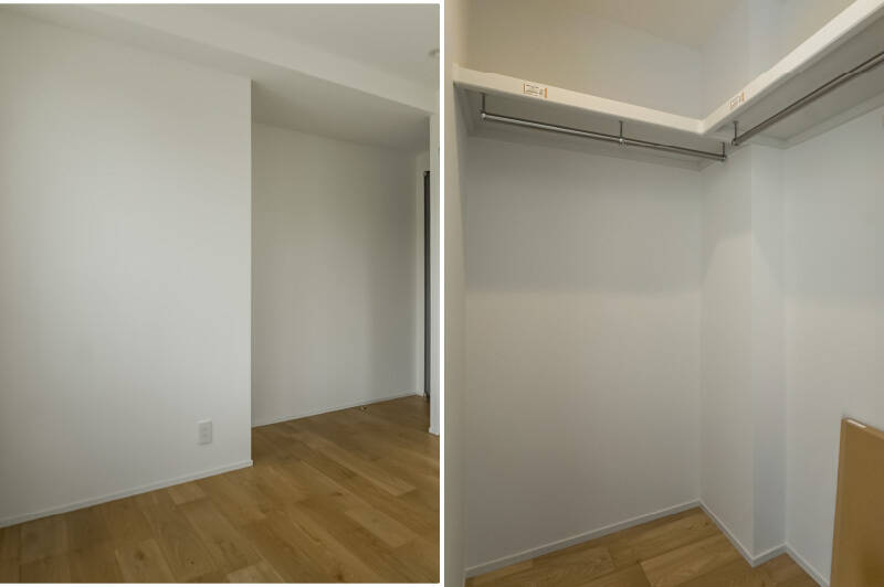 写真では見切れてしまっていますが、洋室Aには折れ戸収納とウォークインクローゼット（WIC）が備わっています。