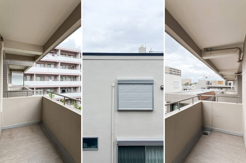 洋室Bからアクセスする北側のバルコニー。奥行きが深く、椅子などを置けそうな広さです。