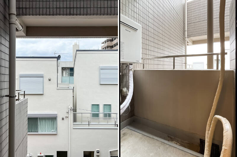 バルコニーからは共用部と北側に建つ住宅が見えますが、視線はさほど気にならない印象です。