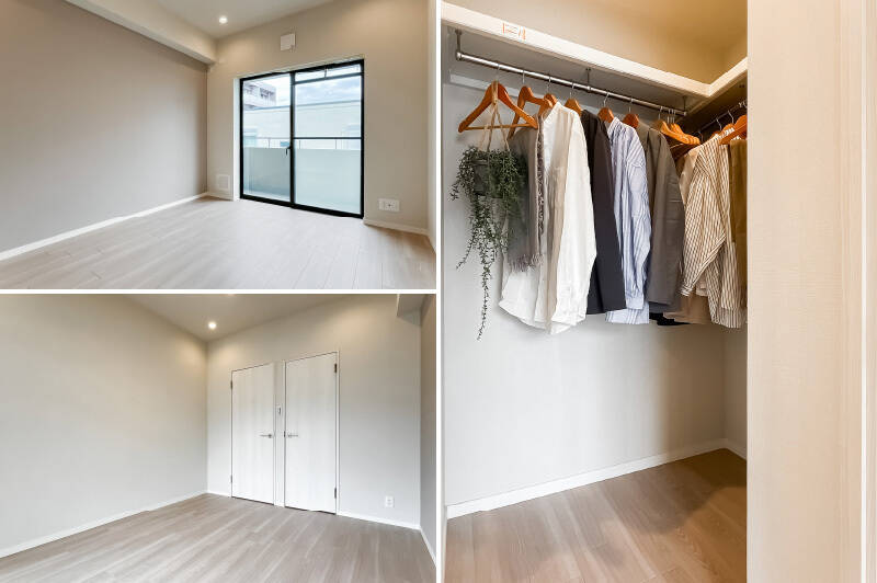 住戸の北側に位置する洋室Bは、主寝室としての使い方を想像しやすい空間。こちらにはWICが備わっています。