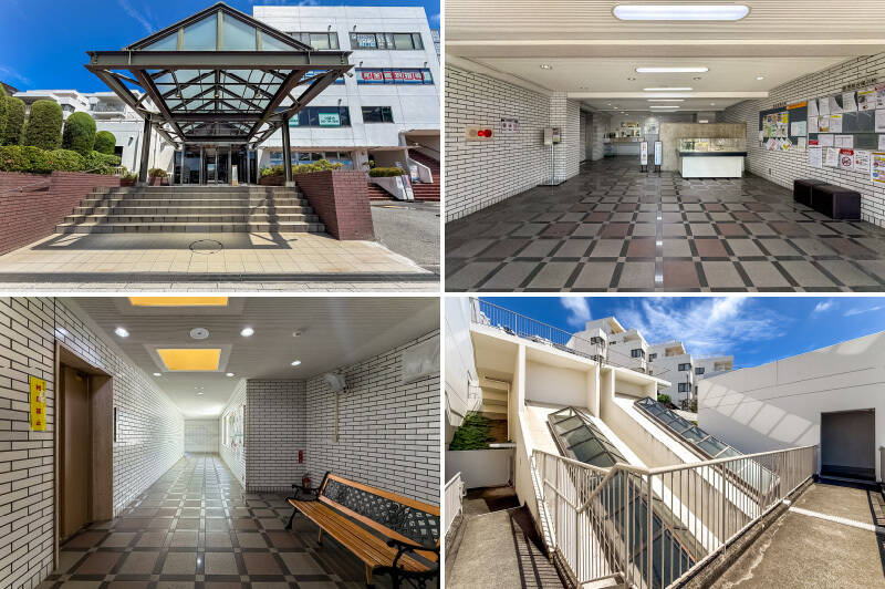 メインエントランスの上には個別指導塾など複数のテナントが。マンション模型が置かれた共用ロビーから左手のエレベーターに乗り込みます。管理人さんは月〜土曜日、8時から18時半まで長時間勤務されていますよ。