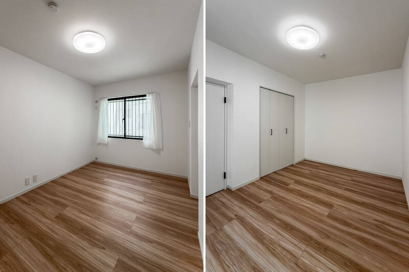 玄関前のホールに面した南東向きの窓が付いています。たまに居住者の方が階段を通るかもしれないので、薄手のカーテンやブラインドを下げておくといいですね。