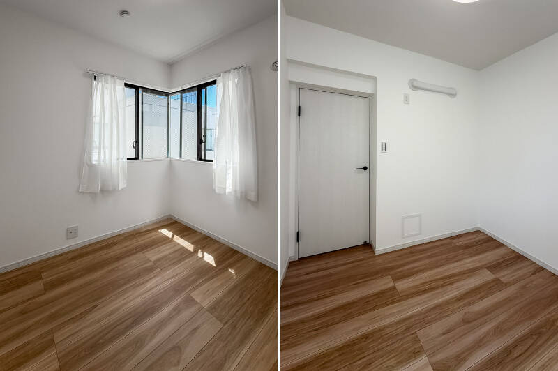 収納がなく、3つある洋室の中で一番コンパクト。洋室Aと同じくコーナーサッシ付きです。