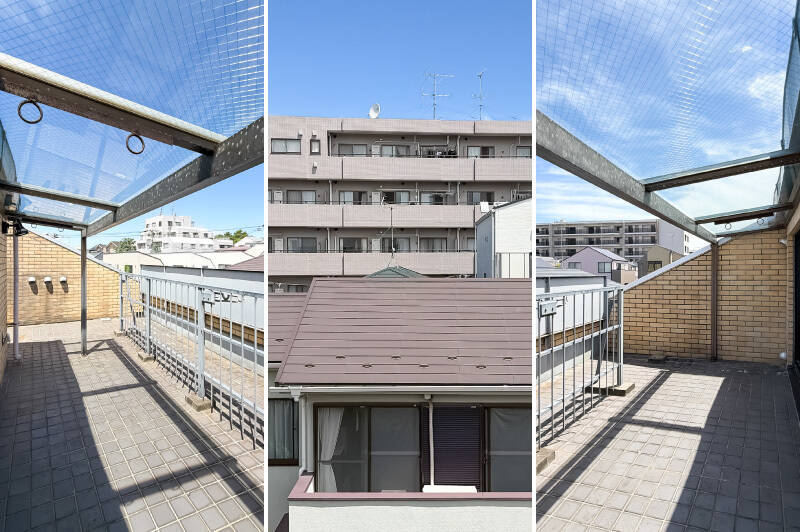 北向きの掃き出し窓から、3つ目のルーフバルコニーへ。こちらは洋室Aからのみアクセス可能。ゆとりある広さを、プライベート感たっぷりに使いこなせそうです。