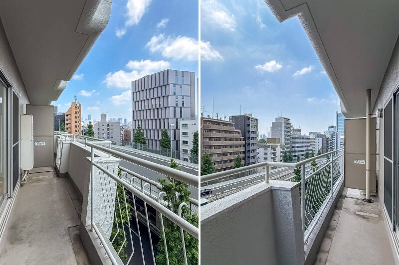 幅のあるバルコニー。小さな鉢でミニトマトやハーブを育てたら、気持ちよく育ってくれそうです♪