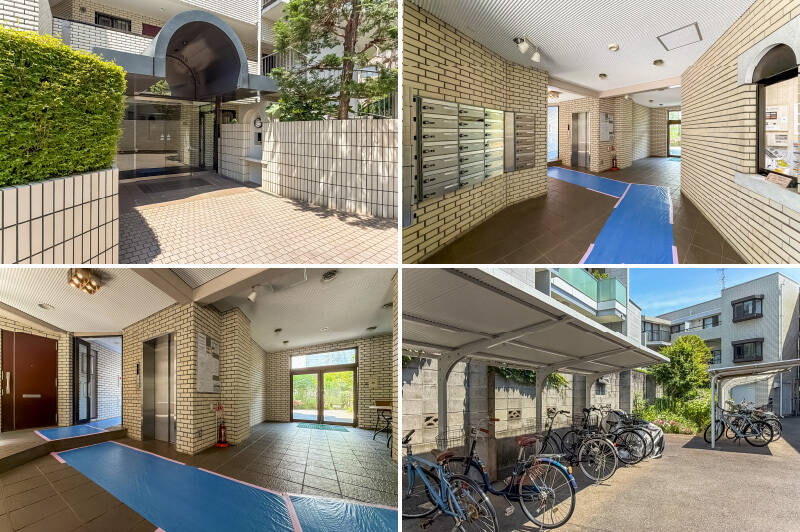 <p>丸みを帯びた屋根が印象的なエントランス。ご紹介するのは、1階に所在する角住戸です。</p>