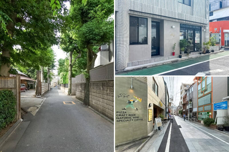 <b>左・</b>徒歩3分で到着するこちらは、「たきびのうた発祥の地」。童謡「たきび」の作詞家・巽聖歌（たつみせいか）は、このあたりを散歩しながら詩情を膨らませていたのだとか……！『かきねの、かきねの、まがりかど〜♪』／<b>右上・</b>「Spice Bar SUZU（スズ）」は、さまざまな効能が期待できる薬膳酒と、それに合うスパイス料理を提供するカフェ・バーです。（徒歩2分）／<b>右下・</b>西へ歩いていくと、「薬師あいロード商店街」に到着。「中野」駅方面から「新井山梅照院薬王寺」まで南北に伸び、個人店や飲食店が軒を連ねる、歩くだけでも楽しい商店街です♪ （徒歩9分）