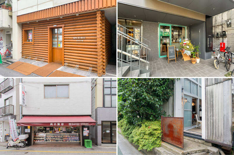 <b>左上・</b>「サンセリテ 北の小麦」には、看板商品の「天熟食パン」をはじめ、焼きたてのパンがずらり。ついあれもこれもとトレーに乗せたくなってしまう、街で愛されるベーカリーです。（徒歩7分）／<b>右上・</b>本格的なピザをカジュアルに楽しめる「Pizzeria NeNe（ピッツェリア ネネ）」。豊富なピザメニューに、何を頼もうか毎回悩んでしまいそう！（徒歩4分）／<b>左下・</b>「肉の染谷」は、昔ながらの精肉店。お肉はもちろん、揚げ物やお惣菜も人気で、夕飯のおかずをつい買い込みたくなりそう。（徒歩9分）／<b>右下・</b>新居の家具選びには「HOUSE OF FER TRAVAIL（ハウスオブフェールトラヴェイユ）」なんていかがでしょうか。きっと心ときめく家具に出会えるはず。（徒歩4分）