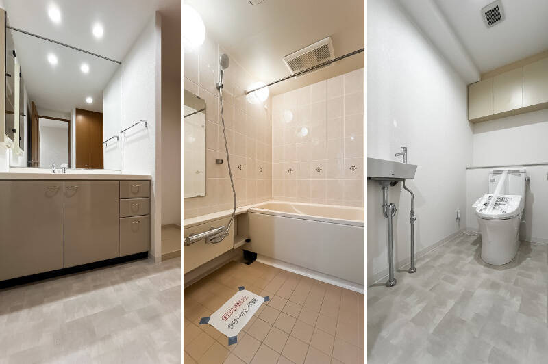 洗面台と浴室は既存利用。トイレは新規交換済みです。