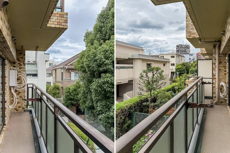 物干し金具付きのバルコニー。