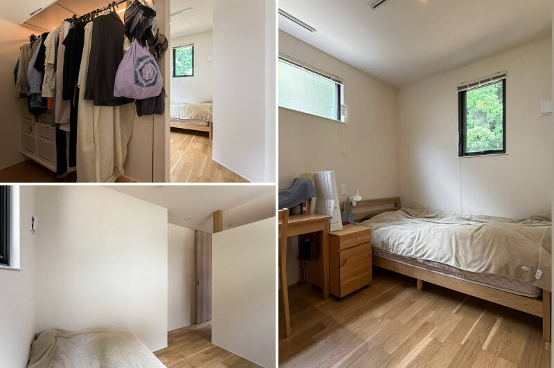 建具は設けず、壁でゆるやかに仕切られた洋室A。北西・南西の二面採光です。北西の窓からは公園の緑が視界に入ります。