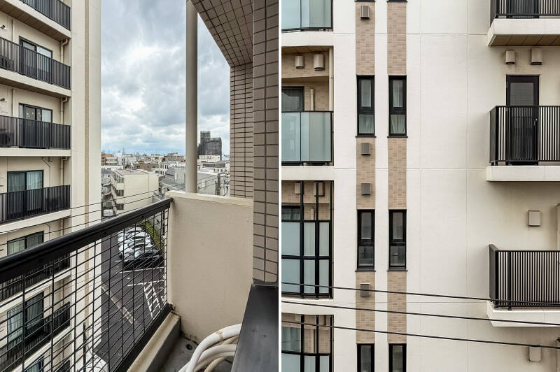 洋室Cには室外機置き場が付いています。北東側の窓はいずれもお隣のマンションと向かい合う形で、少々視線が気になるかもしれません。薄手のカーテンやブラインドで対策するといいですね。