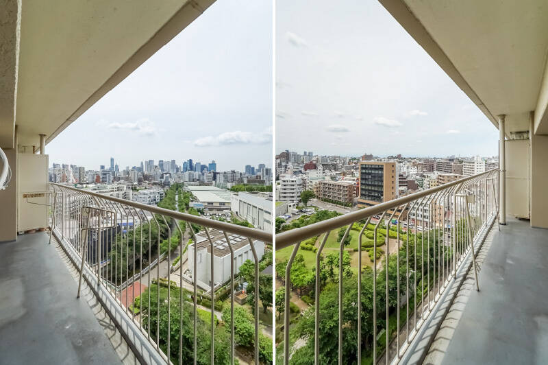 バルコニーは南西向きで日当たり良好。駅近ゆえに音の問題が心配だったのですが、駅や線路とは反対側を向いている＆気密性の高いサッシのおかげで、室内で電車の音が気になることはありませんでした。びっくり！