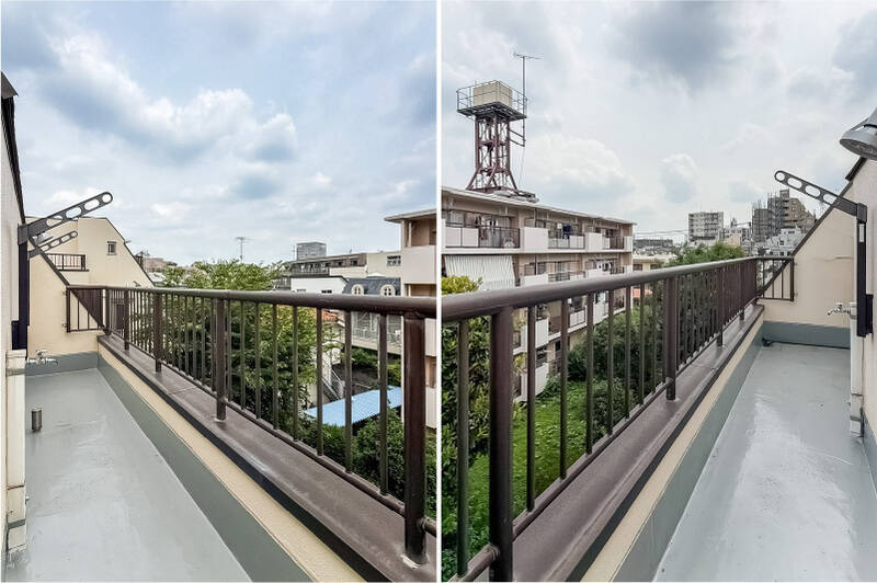 北東側にはルーフテラスがあります。物干し金具と水栓付き。日当たりもいいので、ガーデニングを楽しむのもよさそう♪
