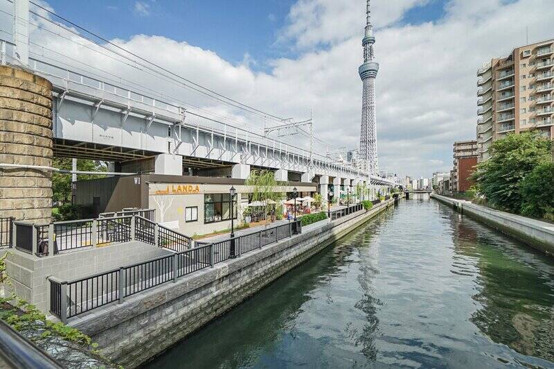 <p>「東京スカイツリー」が日常の風景に溶け込むエリアが、暮らしの舞台。2020年にオープンした高架下の商業施設「東京ミズマチ」(徒歩7分)。川沿いにオープンテラスを備えたカフェでは、ペットと一緒に食事を楽しめます。隣接する公園には庭園や芝生広場があり、水辺の開放感を味わいながら、のんびりとした休日を過ごせそうです。</p>