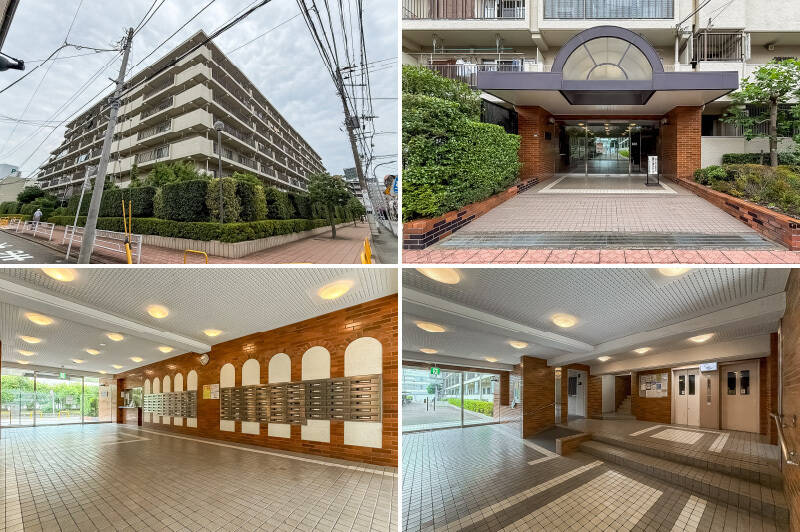 1981年築、全118戸の大規模なマンションです。エントランスや共用ロビーのレトロな意匠が堪りません♡ 週5日勤務の管理人さんのほか、週6日勤務の清掃員の方もいらっしゃいますよ。2機用意されているエレベーターに乗り、住戸のある5階まで。