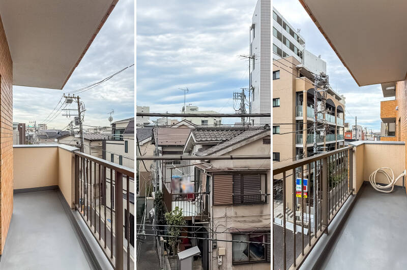 一部、大通り沿いの高い建物が視界に入りますが、圧迫感はそこまで感じません。