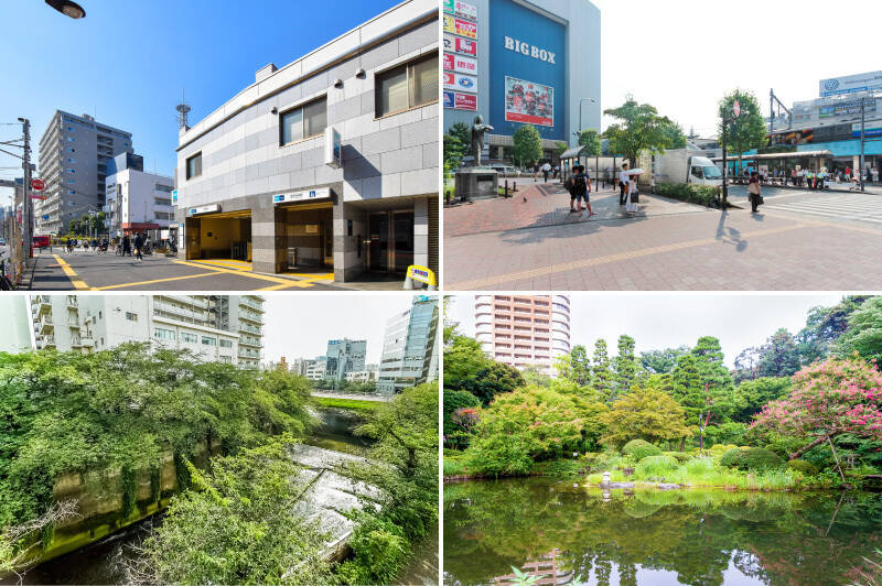 <p><b>左上・</b>マンションから徒歩9分の場所にある東京メトロ副都心線「西早稲田」駅。新宿・渋谷に出るのはラクラクです！／<b>右上・</b>JR山手線・東京メトロ東西線・西武新宿線が集まる交通の要、「高田馬場」駅も同じような距離感で使えます。この便利さは計り知れません……（徒歩9分）／<b>左下・</b>マンションのすぐ横を流れる「神田川」。川を覆うように生い茂る緑は、春になるとピンク色に変わりますよ♡（徒歩1分）／<b>右下・</b>息抜きには区立唯一の回遊式庭園「甘泉園公園」なんてどうでしょう（徒歩6分）。紅葉や四季折々の見どころがあり、日々小さな変化を見つけるのが楽しそう。物件周辺には、ほかにも「早稲田大学」敷地内にある「大隈庭園」などの美しい庭園があります。（徒歩13分）</p>