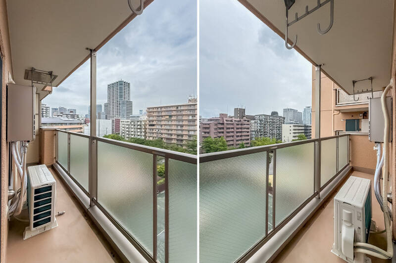 バルコニーは、LDKから洋室にまたがるワイドなつくり。