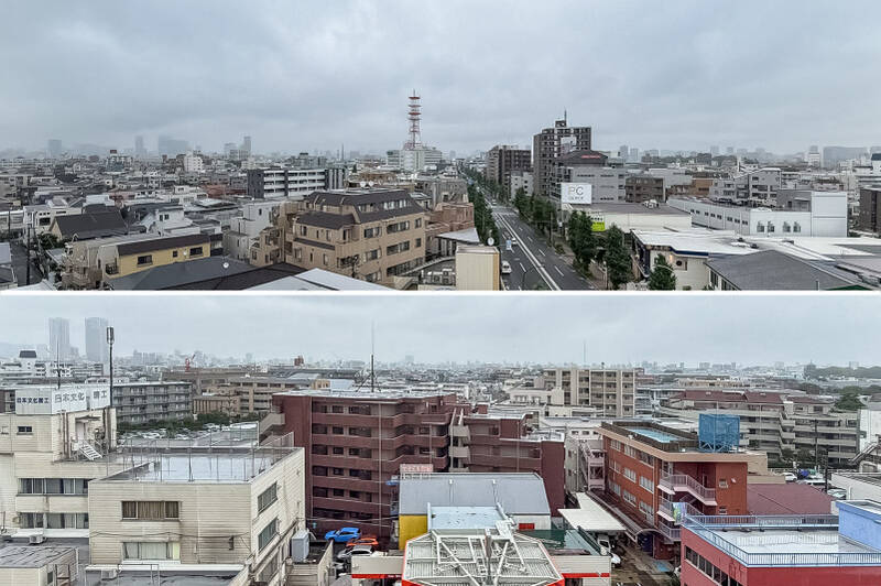 北東側(上)と南東側(下)の眺望。どちらも視界がスパーンと抜けていて、空が広く感じます。