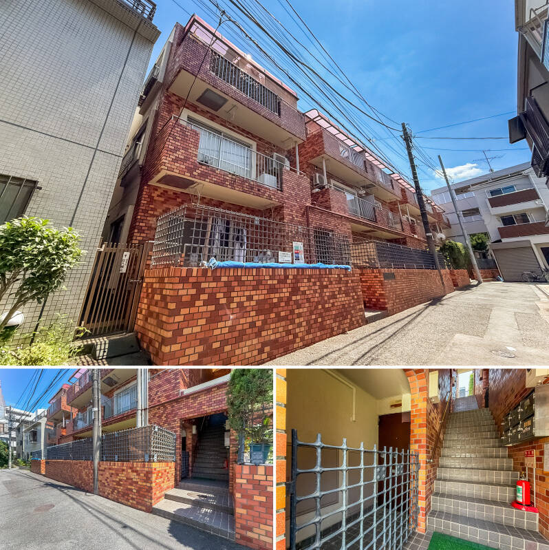 1979年竣工、総戸数18戸のコンパクトなマンション。エレベーターはありませんが、ご紹介する住戸は1階。エントランスを入ってすぐの場所に位置しています。