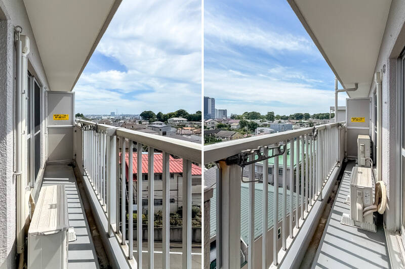 ちょうどマンションの前からは低層住宅が広がっているため、この開放的な眺望が得られます。