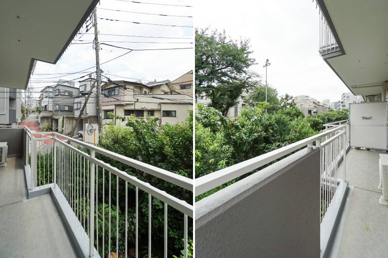 バルコニーはLDK〜洋室Aにまたがっています。日当たりがよく、洗濯物が気持ちよく乾きそう。グリーンを並べて育てるのも素敵です。