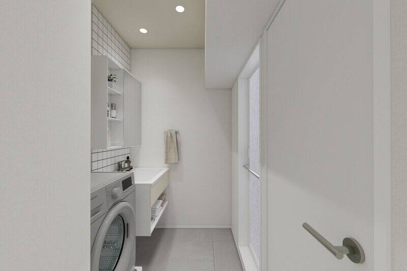 洗面室から浴室、トイレにアクセスできます。