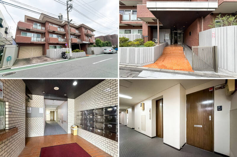 <p>閑静な住宅街に佇む、レンガ色のマンション。エントランスへは、手すりが設置された階段またはスロープを使ってアクセスします。</p><p><br></p><p>■ 竣工：1979年 ■ 総戸数：29戸</p><p>■ ペット：飼育可（体重10kg未満の小型に限定・1住戸1匹まで ※細則あり）</p>