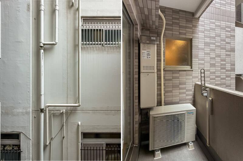 バルコニーは南向きでコンパクトなサイズ感。正面に建物が迫ってあるので、視線が気になる方は浴室乾燥機をご活用ください。