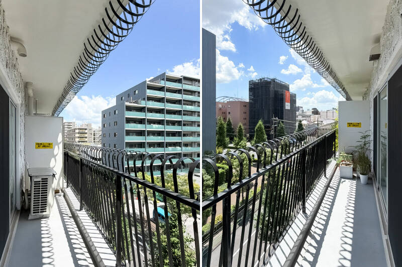 LDの幅いっぱいに取られた広々バルコニー。“秀和” ならではのアイアンの鉄柵に萌えますね♡