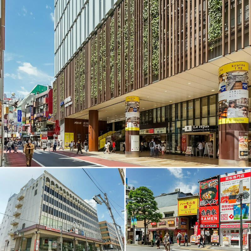 JR中央・総武線・京王井の頭線「吉祥寺」駅までは<b>徒歩4分</b>の距離。駅周辺には百貨店や飲食店、北口方面まで足を運べば商店街があったりと、食事・お買い物に困ることはありません！<p><br></p><p>◾️衣服・生活雑貨店やオーガニックスーパーが入居する「丸井吉祥寺店」。（写真左下・徒歩5分）</p><p>◾️いまや吉祥寺のシンボルのひとつとなった「ハモニカ横町」。細い路地に小さな飲食店がギッシリ！（写真右下・徒歩6分）</p>