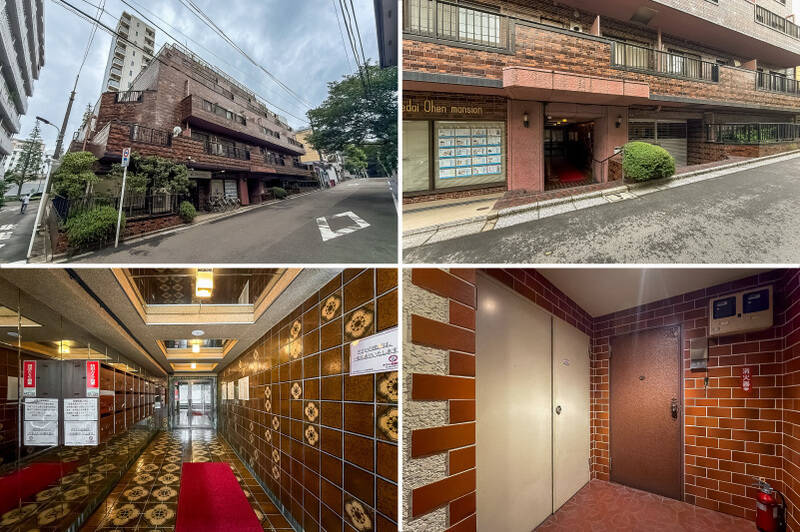 1979年築、総戸数24戸のマンション。共用部はレトロ感のある花柄のタイル貼りになっていたり、赤い絨毯が敷かれていたりと、古いもの好きの方には刺さる要素が満載！ ちなみに<b>ペット飼育も可能</b>（細則あり）ですよ。